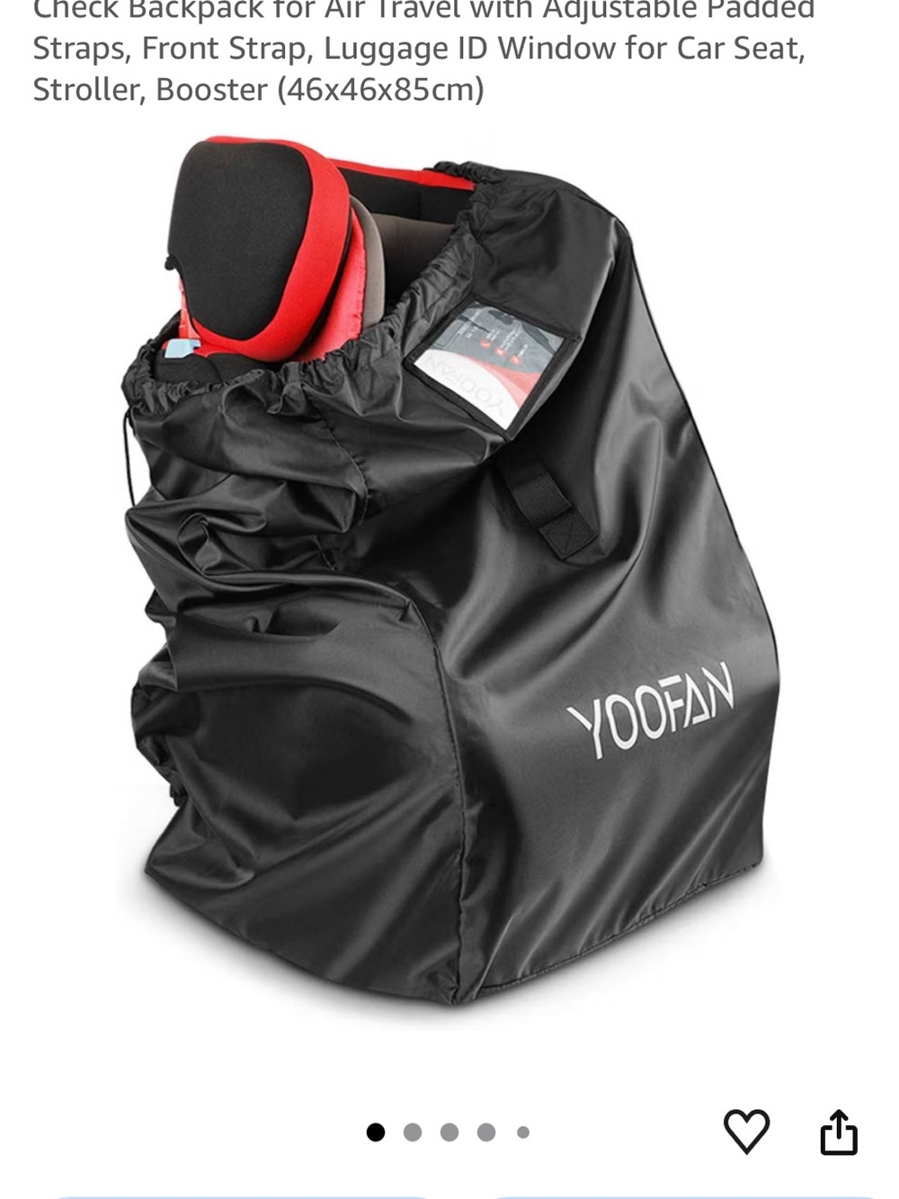 Black Travel Car Seat Backpack Bag
